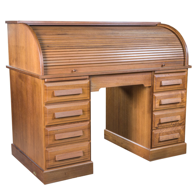 Prime Teak Products Roll Top Rectangular Secretary Desk Wayfair